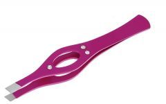 Пинцет прямой Metzger РТ-213 (2)-PL,  фиолетовый со стразами