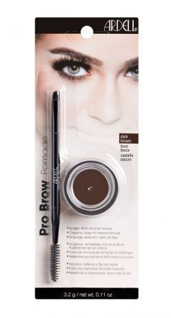 Помада влагостойкая для бровей с кистью, темно-коричневая Ardell Brow Pomade (Dark brown) 3 г
