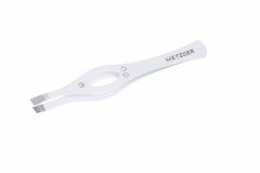 Пинцет прямой Metzger РТ-213 (2)-WT, белый со стразами