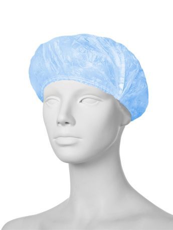 Шапочка для душа полиэтиленовая, голубая, 100шт в пакете