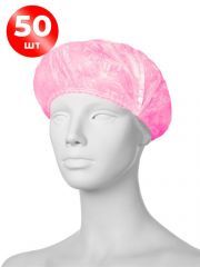 Шапочка для душа полиэтиленовая, ярко-розовая, 50шт в пакете