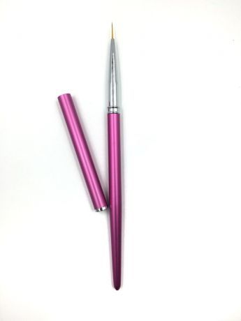 Кисть длиная тонкая с колпачком "Розовая"