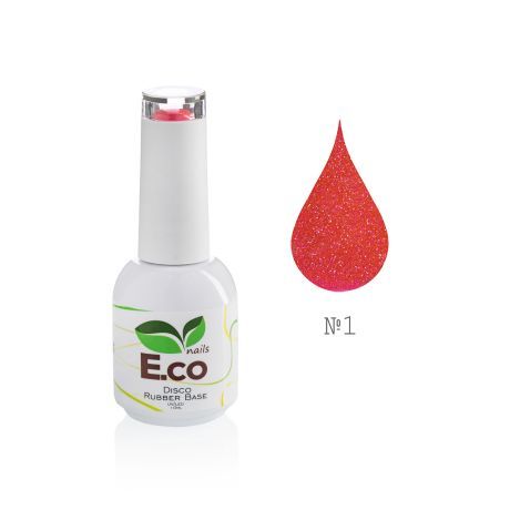 Базовое покрытие для гель-лака каучуковое светоотражающее  E.co Nails Disco Rubber Base №01, 10 мл