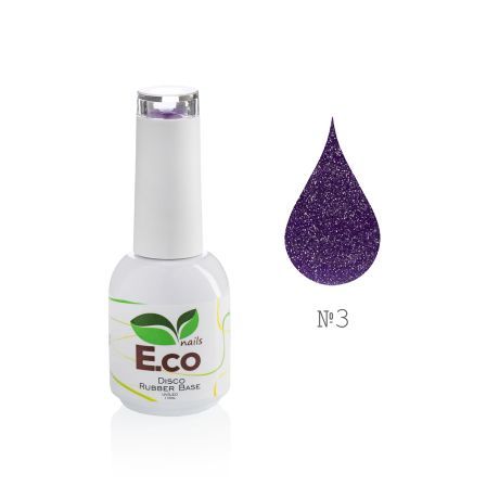 Базовое покрытие для гель-лака каучуковое светоотражающее  E.co Nails Disco Rubber Base №03, 10 мл