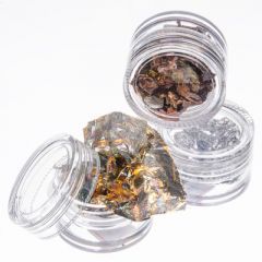 Фольга  отрывная Сусальное золото в пласт. баночке, (в ассорт.)