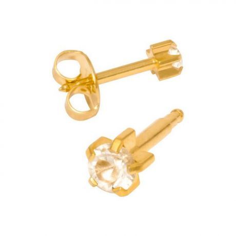 R 104-в крапане, средний размер, прозрачное стекло, стальные с золотым покрытием в лапках