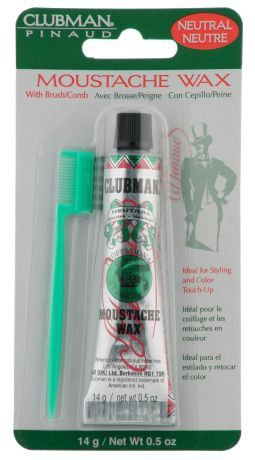 Clubman Moustache Wax Neutral Воск для укладки и подкрашивания бороды с щеточкой (прозрачный), 15 мл
