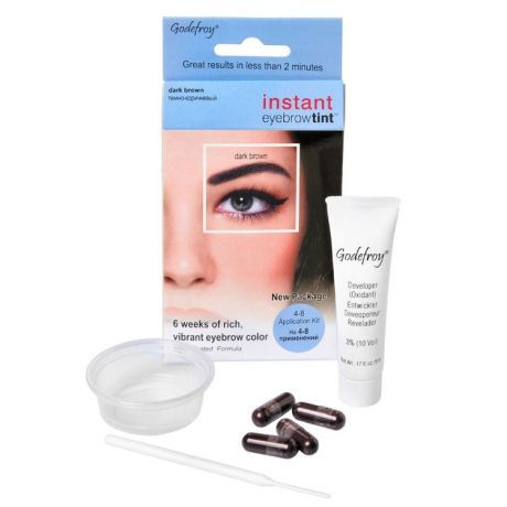 Краска-хна для бровей синтетическая темно-коричневая Godefroy 4 капсулы
