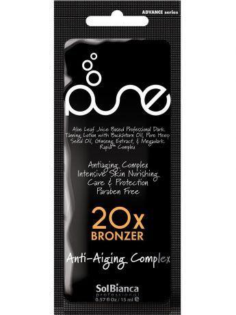 Крем для солярия масла облепихи, конопли, экстракт женьшеня, 20 бронзаторов SolBianca Pure 15мл 