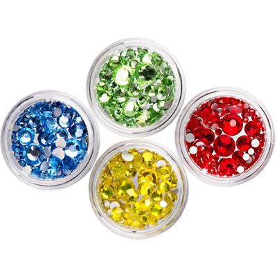 Стразы цветные микс размеров в баночке