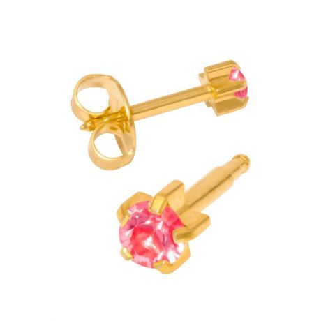 R 110-в крапане, средний размер, розовое стекло, стальные с золотым покрытием в лапках