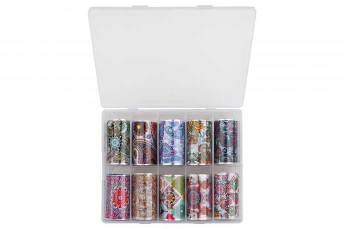 Фольга E.Co Nails с рисунокм в большой коробке  (10 шт/уп.)