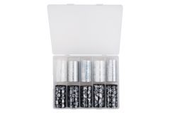 Фольга E.Co Nails с рисунокм в большой коробке снежинки белые и черные (10 шт/уп.)