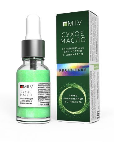 Масло для ногтей сухое укрепляющее с шиммером Milv "FRUIT CARE" 15мл.