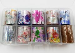 Фольга E.Co Nails с рисунокм в маленькой коробке (10 шт/уп.)