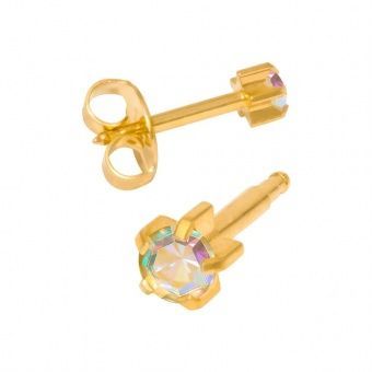 R 115-в крапане, средний размер, радужное стекло, стальные с золотым покрытием в лапках