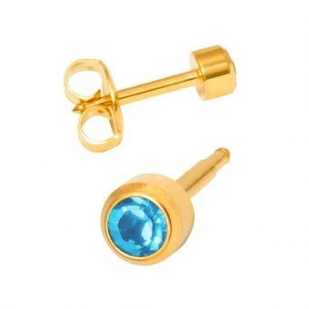 L 203-завальцованные, большой размер, голубое стекло,  стальные с золотым покрытием