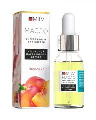 Масло для ногтей укрепляющее со смолой мастикового дерева Milv &quot;Персик&quot; 15мл.