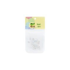 Дизайн E.co Nails для ногтей "Микс колечки, цепочка, лунное сердечко", серебро