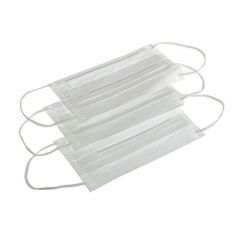 Маски медицинские 3-слойные с носовым фиксатором в п/э (Белые)