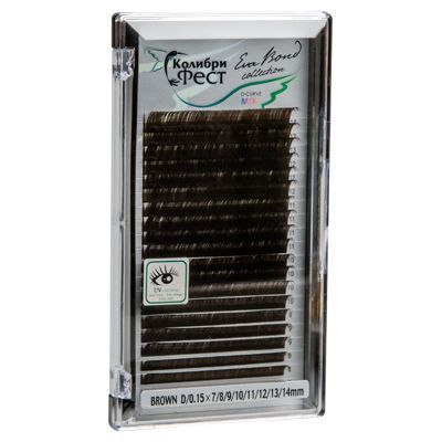Ресницы на ленте Колибри Фест 20лин, 0,10 D-изгиб, коричневые MIX