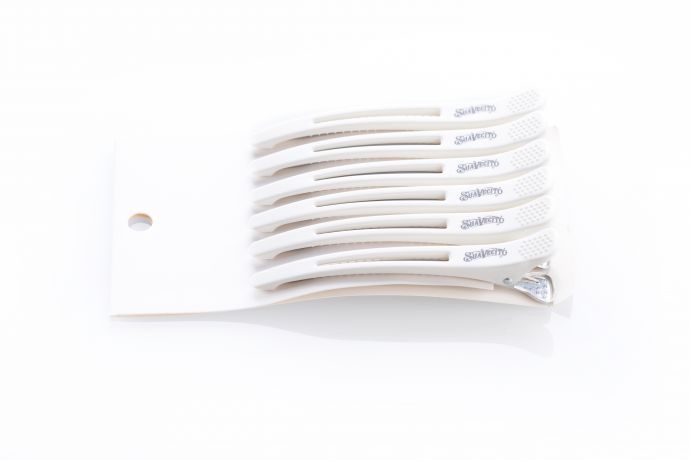 Зажимы с силиконовой вставкой 6 штук в упаковке, металлический низ, белые