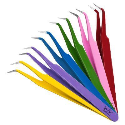 Пинцет для ресниц изогнутый 12,5см, цветной в ассортименте
