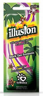 Крем для солярия с маслом конопли, кокоса, 4-компонентный бронзатор SolBianca Illusion 15 мл.