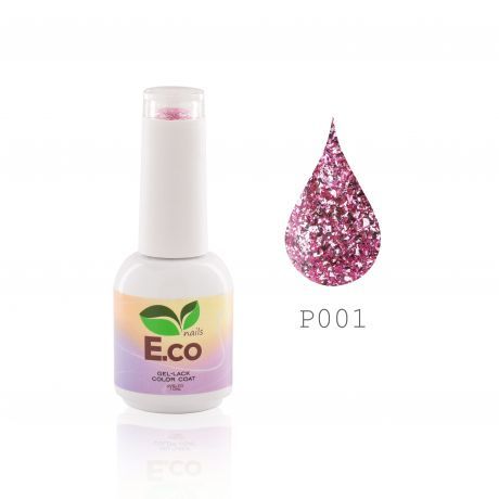 Гель-лак для ногтей с блестками E.co Nails Platinum P001 10мл.