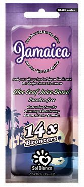 Крем для солярия 14 бронзаторов, масло конопли, зеленый чай,  виноград SolBianca Jamaica 15 мл.