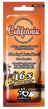 Крем для солярия 16 бронзаторов, аргана, миндаль, экстракт розы SolBianca California 15 мл.