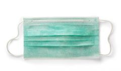 Маски медицинские 3-слойные с носовым фиксатором в п/э (Зеленая)