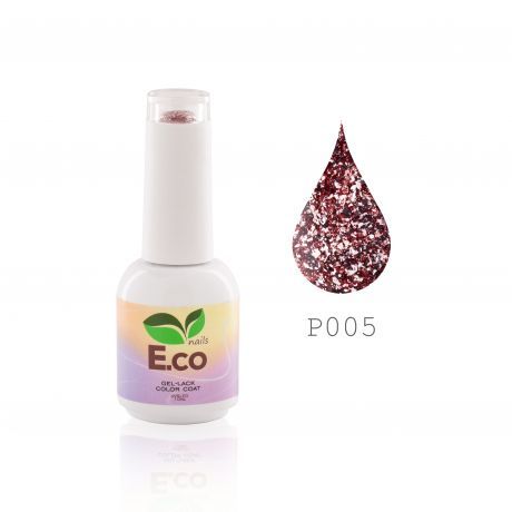 Гель-лак для ногтей с блестками E.co Nails Platinum P005 10мл.