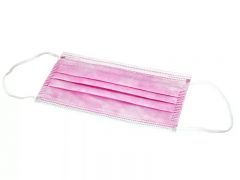Маски медицинские 3-слойные с носовым фиксатором в п/э (Розовая)