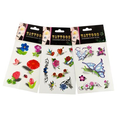 Тату для тела ЗD ультрафиолетовые светящиеся переводные (11х21 см)