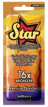 Крем для солярия 16 бронзаторов, мед, масло макадамии, зеленый чай SolBianca Star 15 мл.