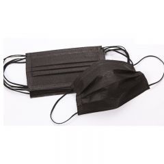 Маски медицинские 3-слойные с носовым фиксатором в п/э (Черная)