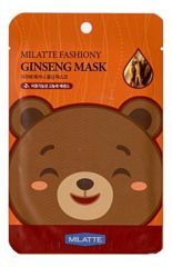 МЛТ Маска тканевая  с экстрактом красного женшеня  MILATTE FASHIONY GINSENG Mask SHEET   21гр.