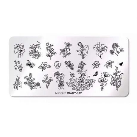 Пластина для стемпинга 12*6 см NICOLE DIARY 45079 ND-012 .1шт