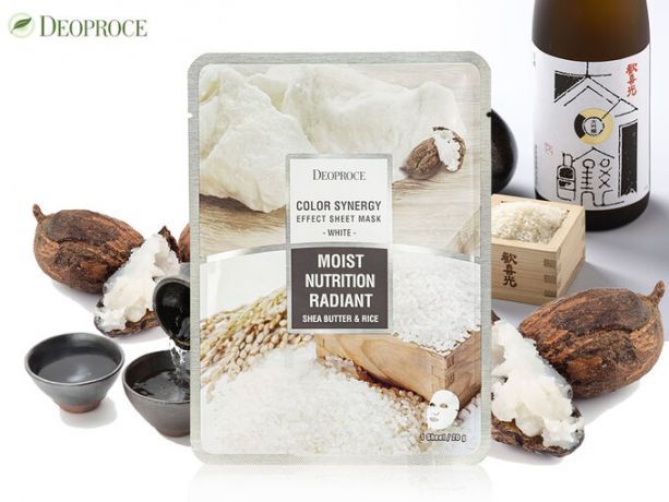 ДП SHEET Маска тканевая на основе масла ши и рисовой воды,  Deoproce color synergy effect ,20г