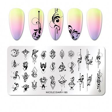 Пластина для стемпинга 12*6 см NICOLE DIARY 50330 ND-185 .1шт