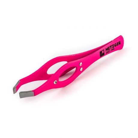 Пинцет прямой Metzger РТ-213 (2)-DR, темно-розовый со стразами