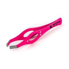 Пинцет прямой Metzger РТ-213 (2)-DR, темно-розовый со стразами