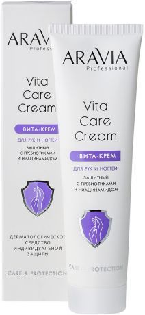 Вита-крем для рук и ногтей защитный с пребиотиками и ниацинамидом ARAVIA Professional 100мл.